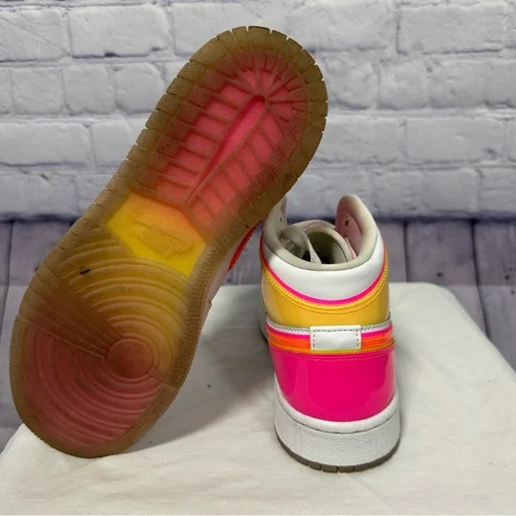 Jordan Kids Neon Pink and Yellow Sneakers - Picture 4 of 5